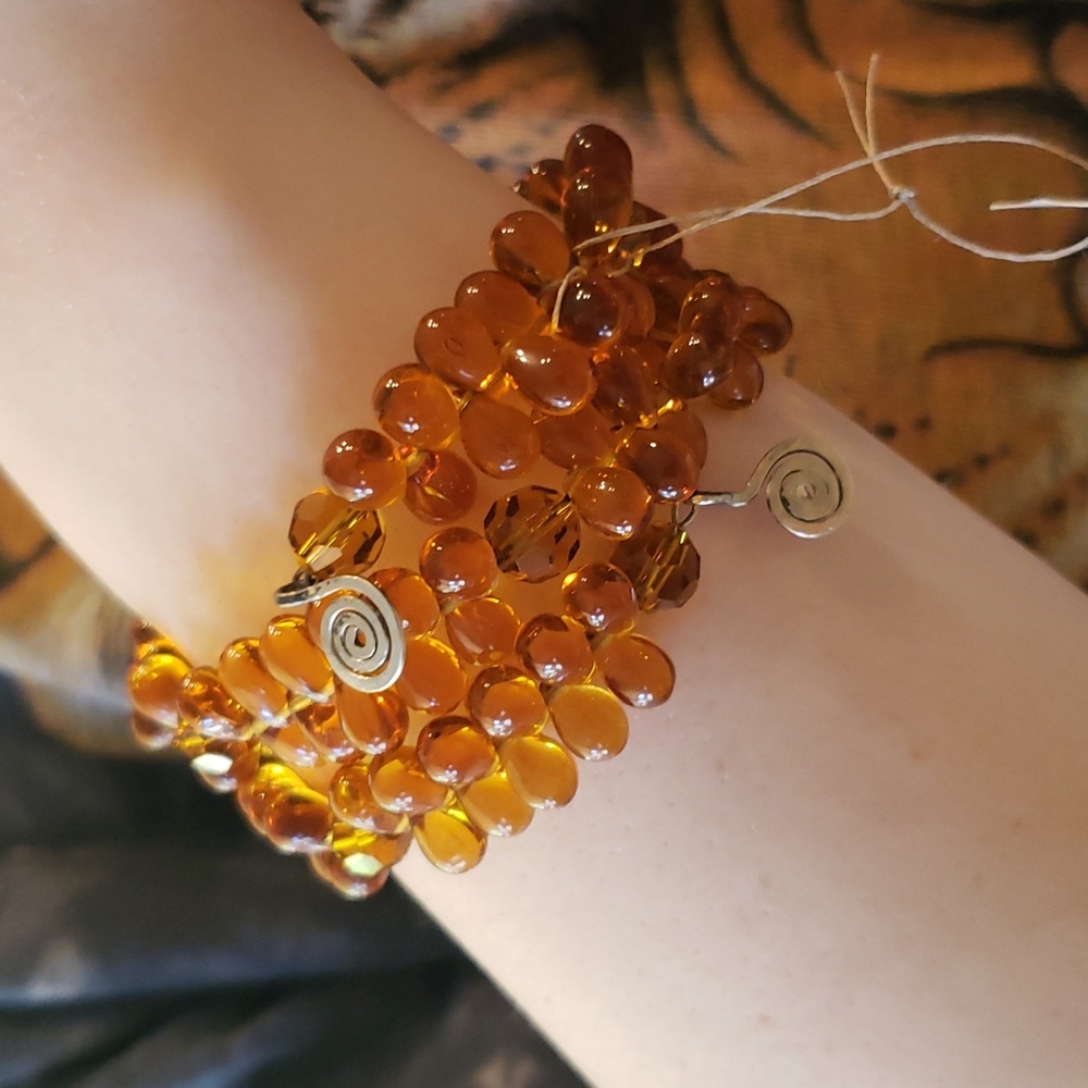 Amber Glass Wrap Bracelet